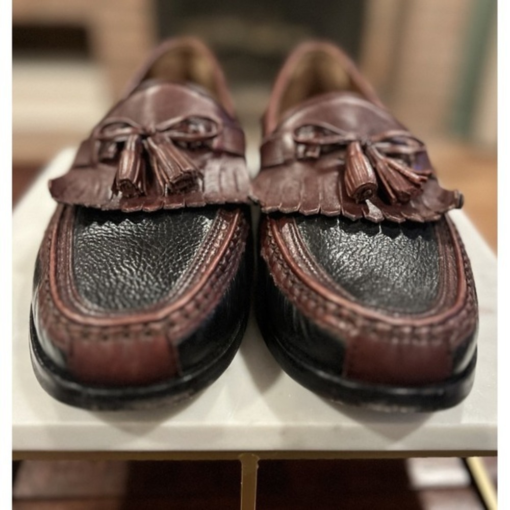 Tassel Loafers Burgundy Black‎ Leather Dress Shoes Menswear Slip On